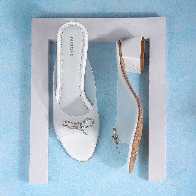 Mochi Women White Party Sandals