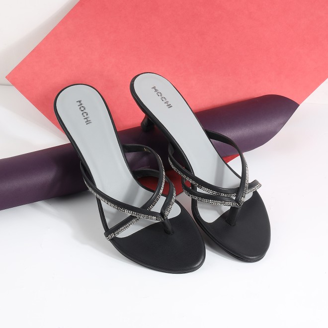 Women Black Party Slip Ons