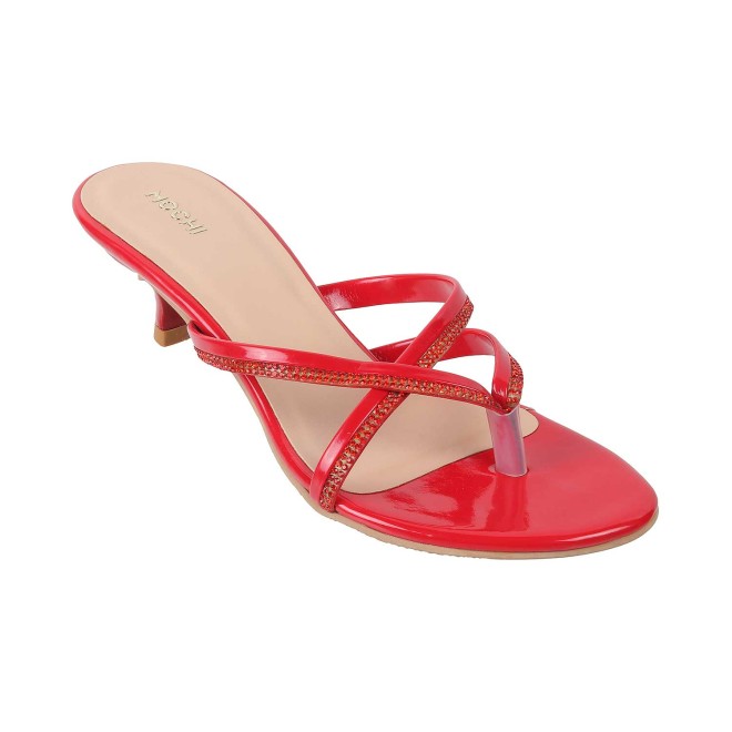 Mochi Women Red Party Slip Ons (SKU: 40-197-18-37)