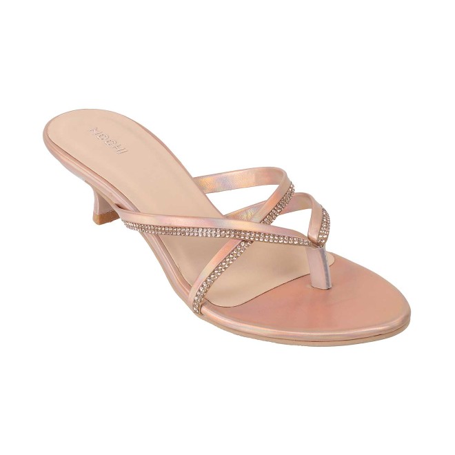 Mochi Women Rose-Gold Party Slip Ons (SKU: 40-197-52-36)