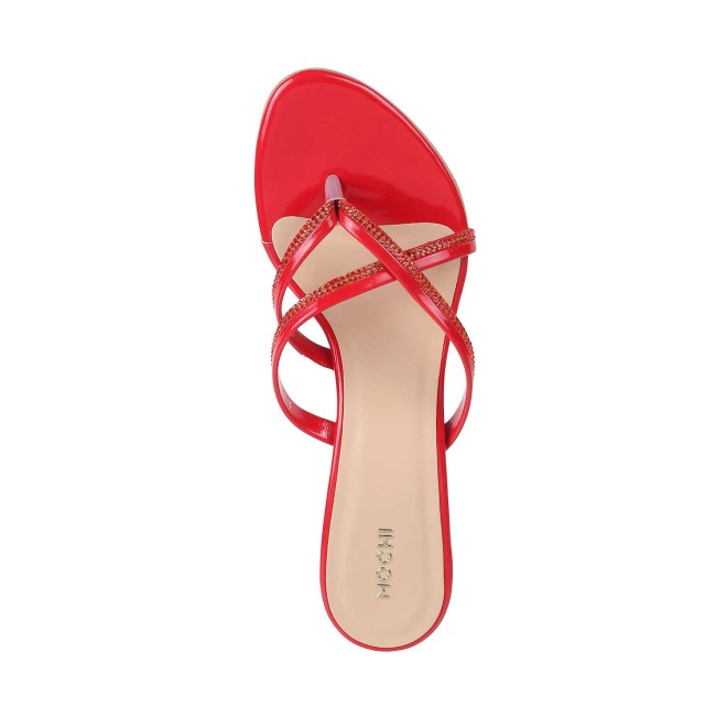 Mochi Women Red Party Slip Ons (SKU: 40-197-18-37)