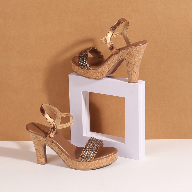 Mochi Women Antique-Gold Party Sandals