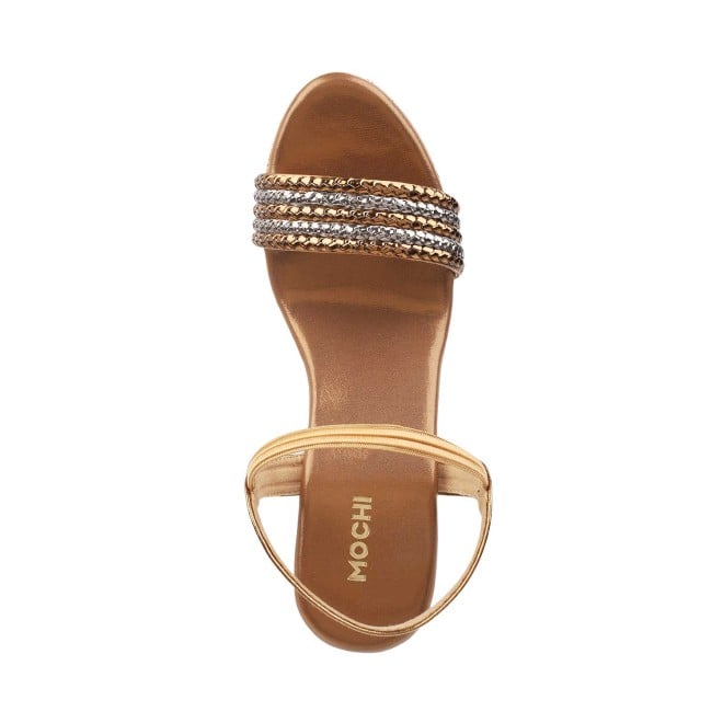 Mochi Women Antique-Gold Party Sandals (SKU: 40-2-28-41)