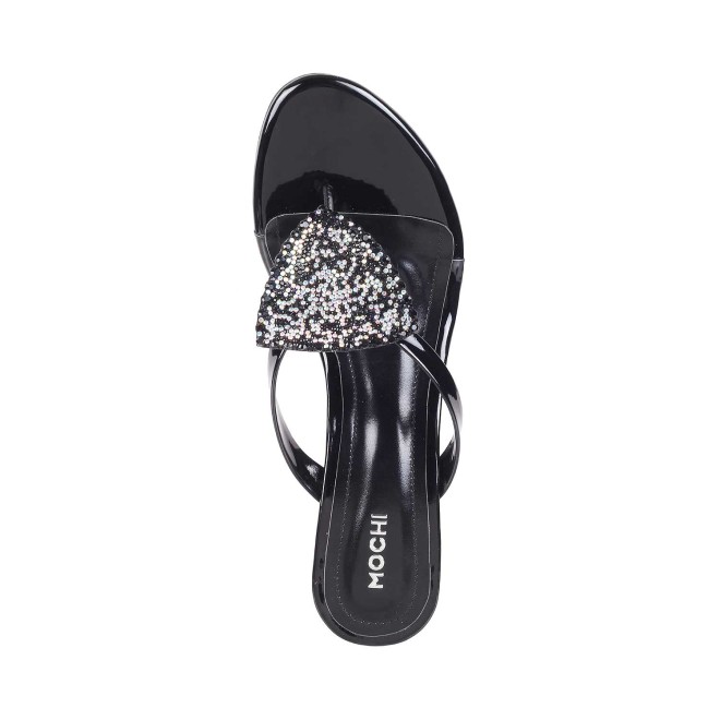 Mochi Women Black Party Slip Ons (SKU: 40-209-11-37)