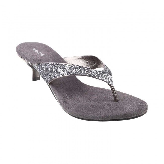 Mochi Women Gun-Metal Party Slip Ons (SKU: 40-2333-29-36)