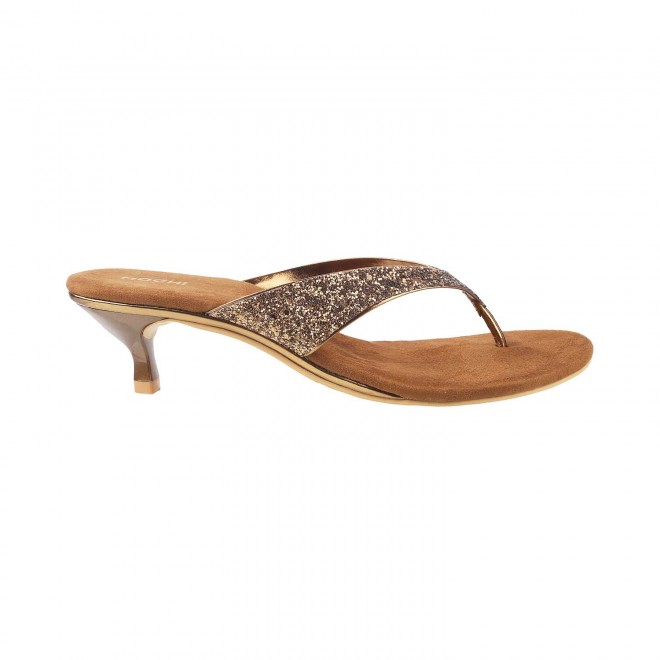 Mochi Women Antique-Gold Party Slip Ons (SKU: 40-2333-28-36)