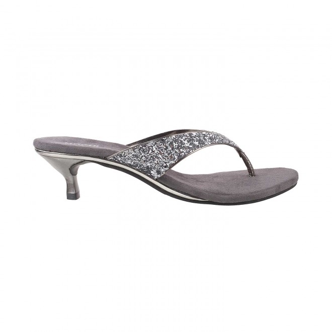Mochi Women Gun-Metal Party Slip Ons (SKU: 40-2333-29-36)