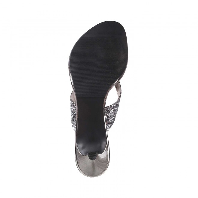 Mochi Women Gun-Metal Party Slip Ons (SKU: 40-2333-29-36)