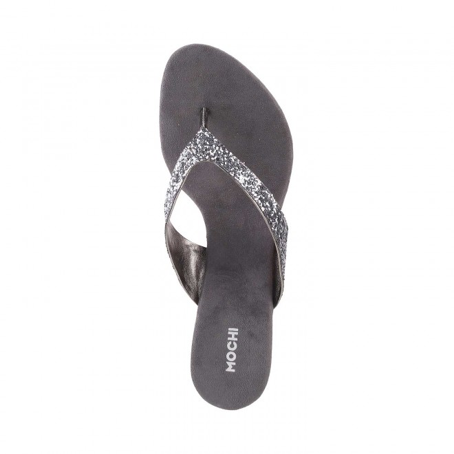 Mochi Women Gun-Metal Party Slip Ons (SKU: 40-2333-29-36)