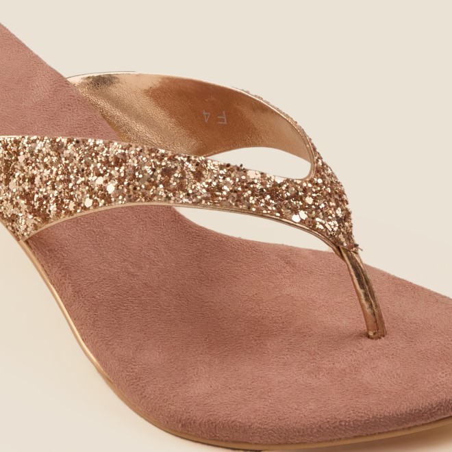 Mochi Women Rose-Gold Party Slip Ons (SKU: 40-2333-52-36)