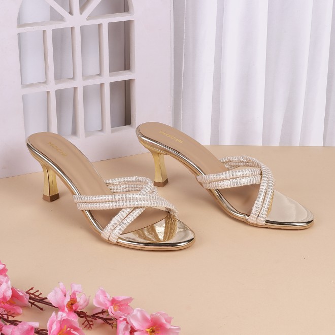 Women Gold Party Slip Ons