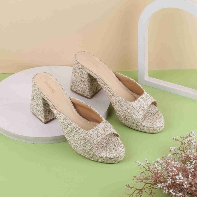 Mochi Women Beige Casual Sandals (SKU: 40-255-20-39)