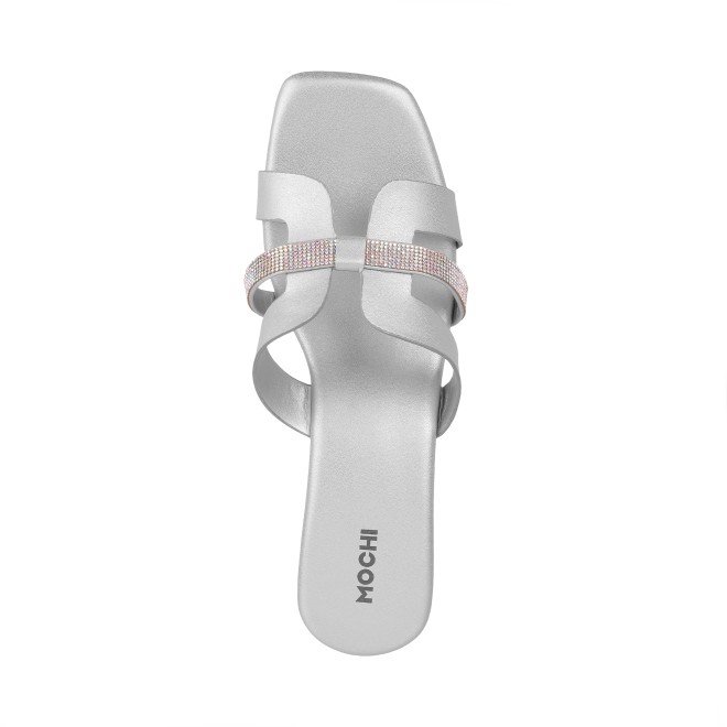 Mochi Women Silver Casual Slip Ons (SKU: 40-276-27-36)