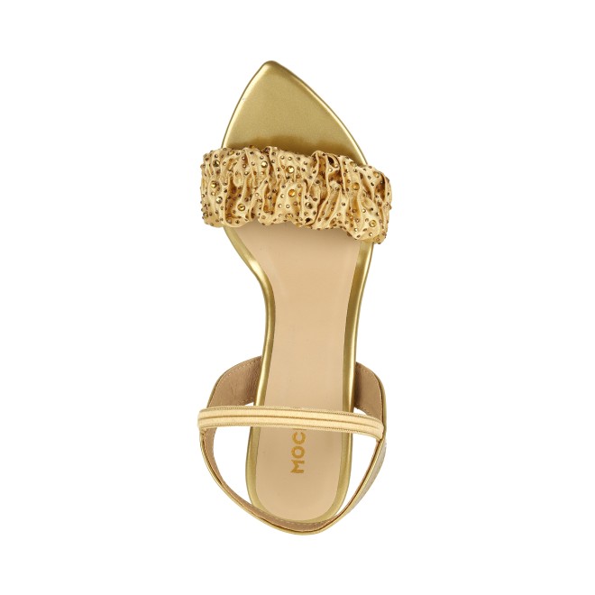 Mochi Women Antique-Gold Party Sandals (SKU: 40-279-28-36)