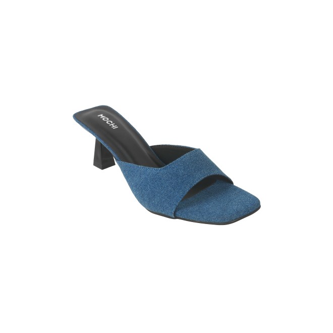 Mochi Women Blue Ethnic Slip Ons (SKU: 40-283-45-37)