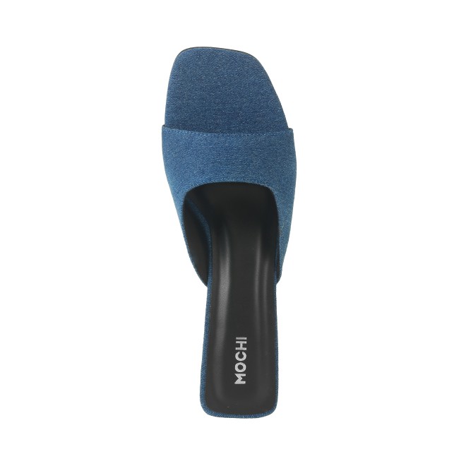 Mochi Women Blue Ethnic Slip Ons (SKU: 40-283-45-37)