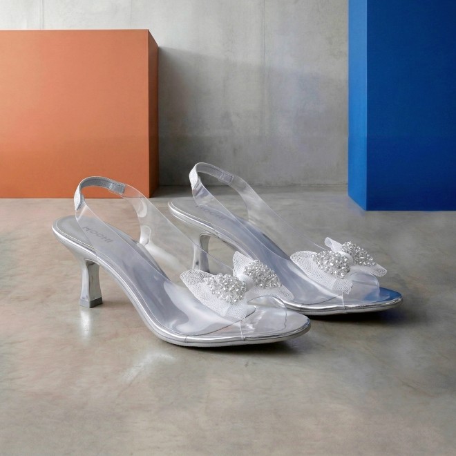 Mochi Women Silver Party Sandals