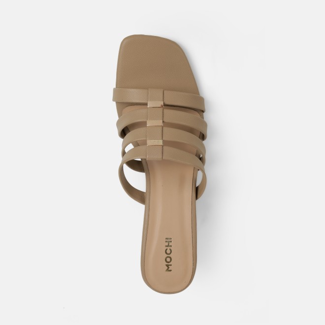 Mochi Women Beige Casual Slip Ons (SKU: 40-309-20-36)