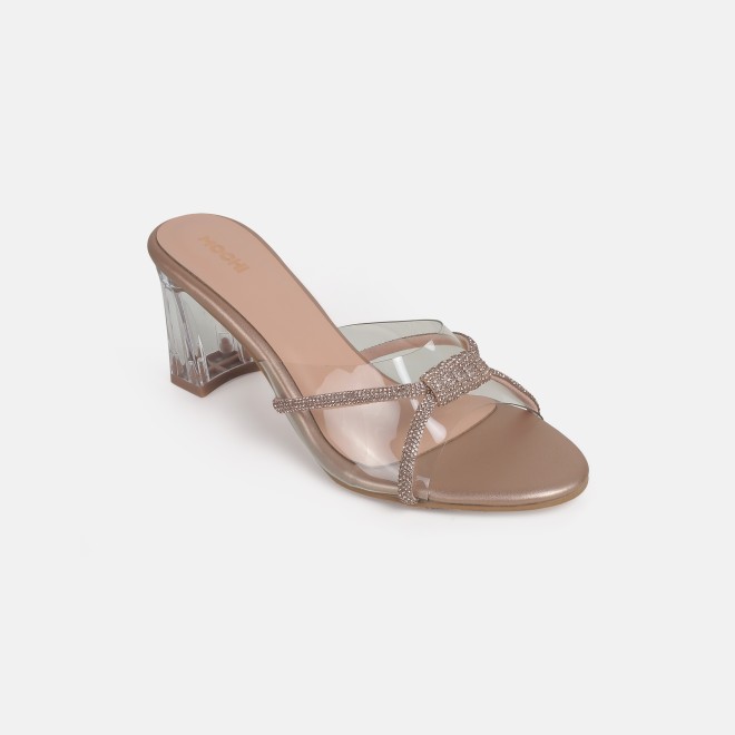 Mochi Women Rose-Gold Party Slip Ons