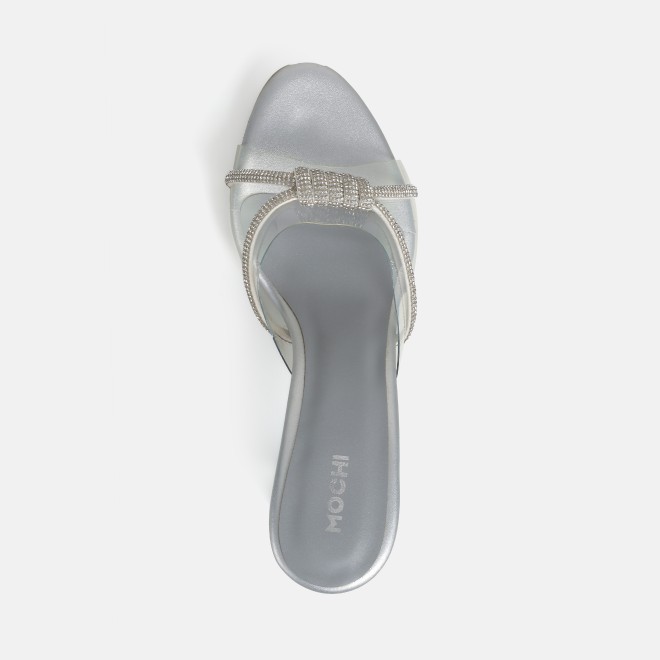 Mochi Women Silver Party Slip Ons (SKU: 40-337-27-36)