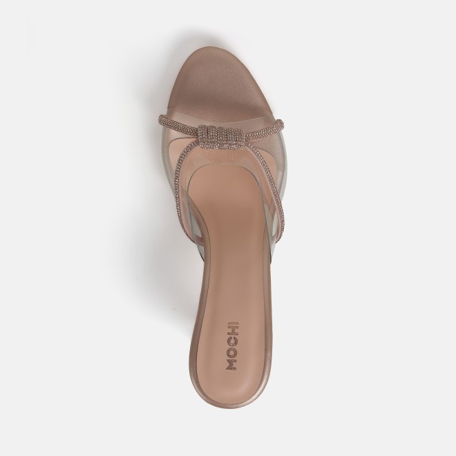 Mochi Women Rose-Gold Party Slip Ons (SKU: 40-337-52-36)