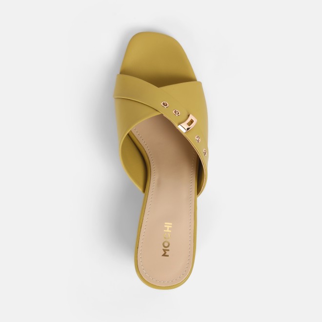 Mochi Women Yellow Casual Slip Ons (SKU: 40-341-33-36)
