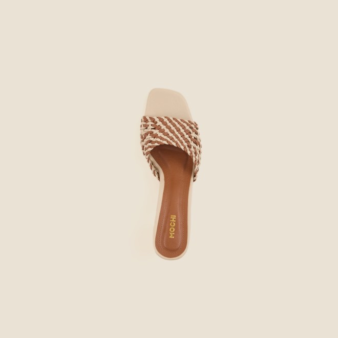 Mochi Women Beige Casual Slip Ons (SKU: 40-344-20-36)