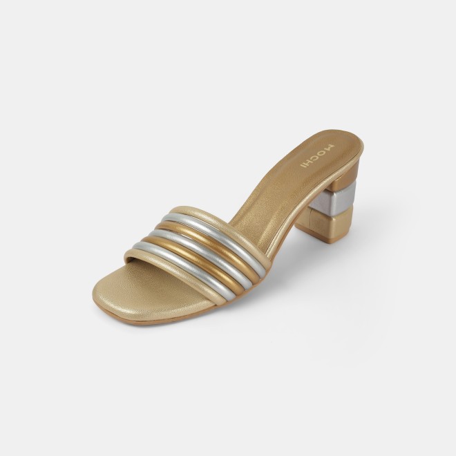 Mochi Women Gold Casual Slip Ons (SKU: 40-353-15-37)