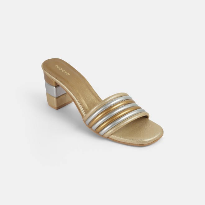 Mochi Women Gold Casual Slip Ons (SKU: 40-353-15-37)