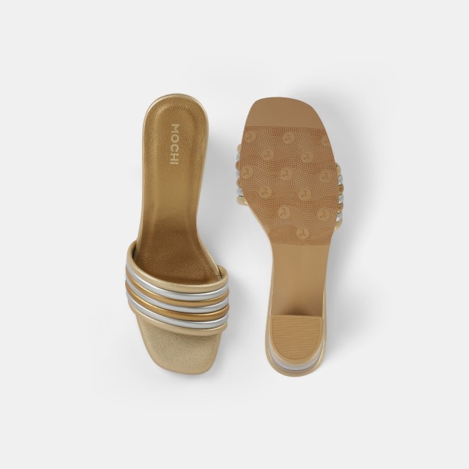 Mochi Women Gold Casual Slip Ons (SKU: 40-353-15-37)