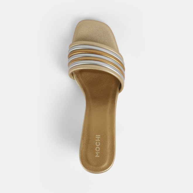 Mochi Women Gold Casual Slip Ons (SKU: 40-353-15-37)