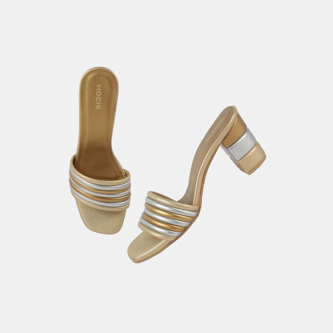 Mochi Women Gold Casual Slip Ons (SKU: 40-353-15-37)