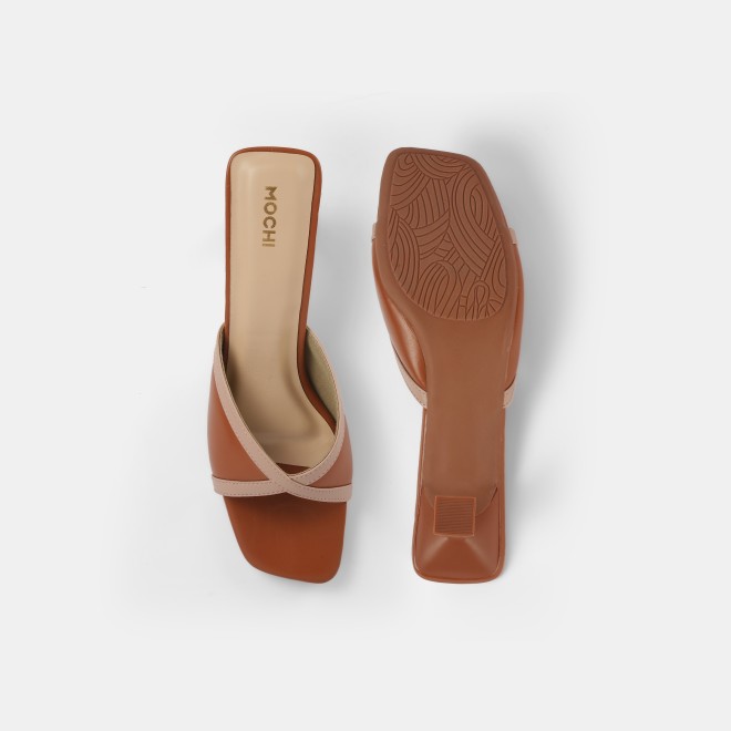 Mochi Women Tan Casual Slip Ons (SKU: 40-376-23-36)