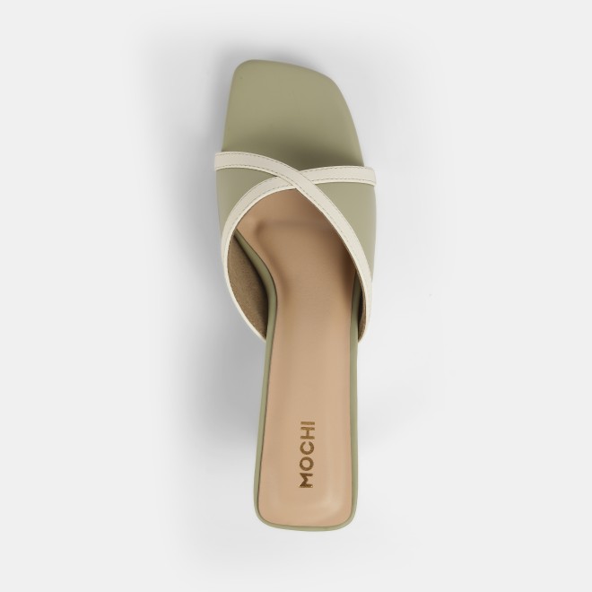 Mochi Women Olive Casual Slip Ons (SKU: 40-376-49-38)