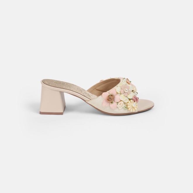 Mochi Women Beige Ethnic Slip Ons (SKU: 40-379-20-36)