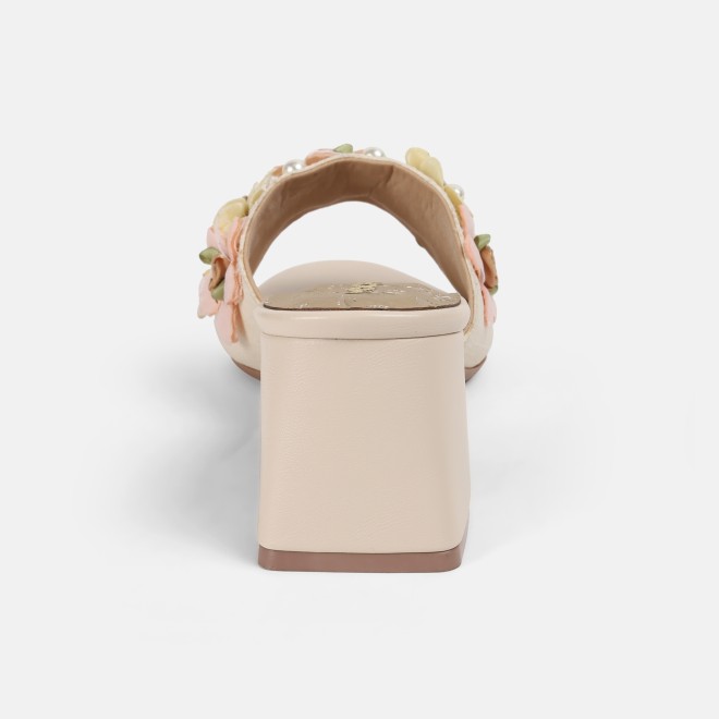 Mochi Women Beige Ethnic Slip Ons (SKU: 40-379-20-36)