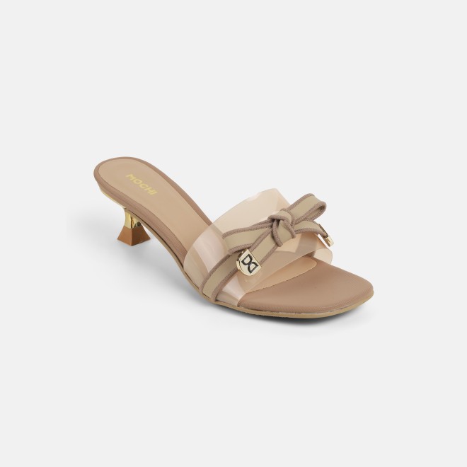 Mochi Women Beige Casual Slip Ons