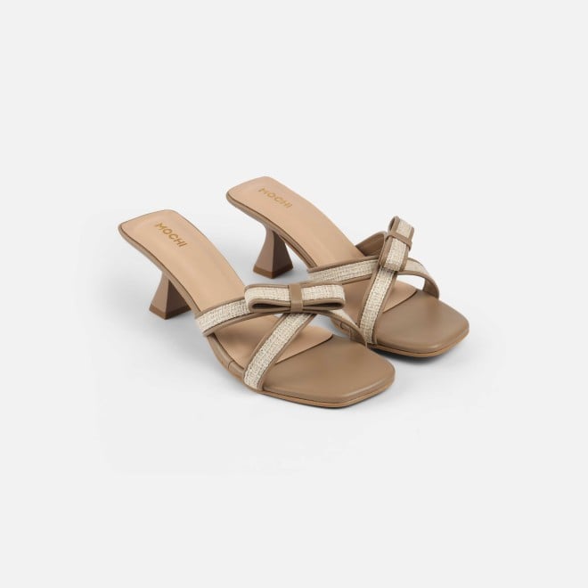 Mochi Women Beige Casual Slip Ons (SKU: 40-408-20-36)