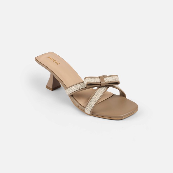 Mochi Women Beige Casual Slip Ons (SKU: 40-408-20-36)