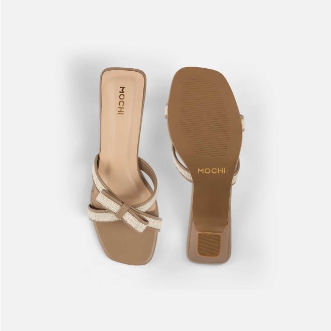 Mochi Women Beige Casual Slip Ons (SKU: 40-408-20-36)