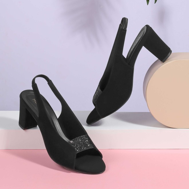 Women Black-suede Party Sandals
