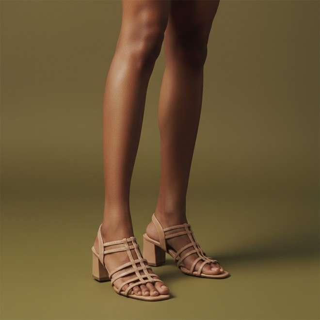 Mochi Women Beige Casual Sandals (SKU: 40-438-20-37)