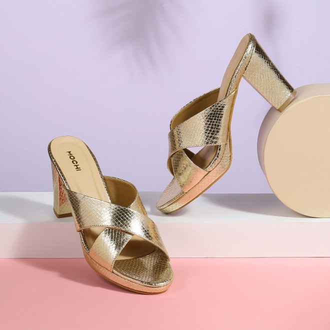 Women Gold Casual Slip Ons
