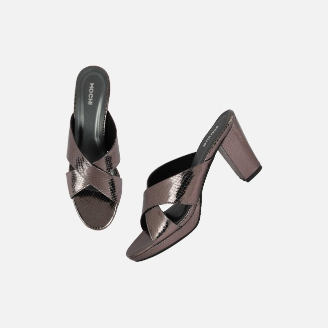 Mochi Women Gun-metal Casual Slip Ons (SKU: 40-441-29-36)