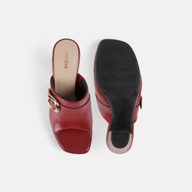 Mochi Women Red Casual Slip Ons (SKU: 40-443-18-37)