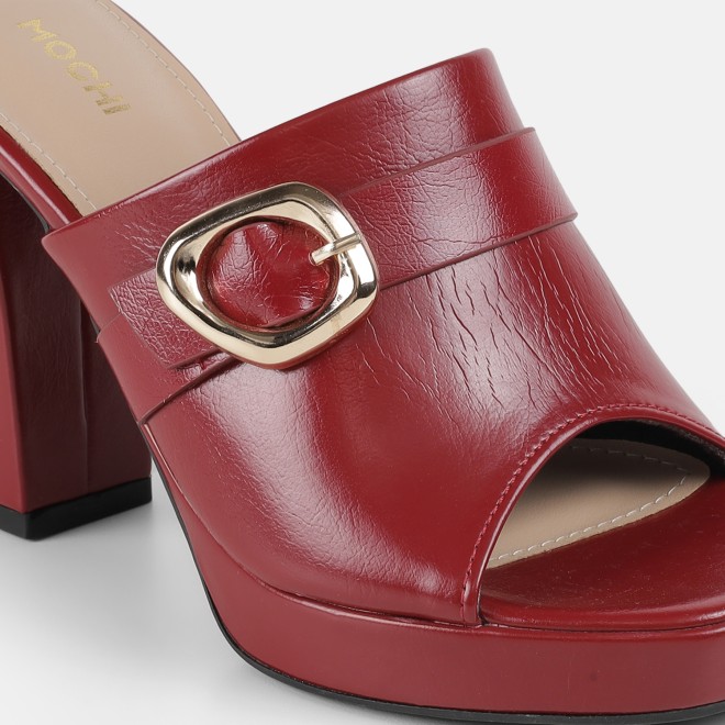 Mochi Women Red Casual Slip Ons (SKU: 40-443-18-37)