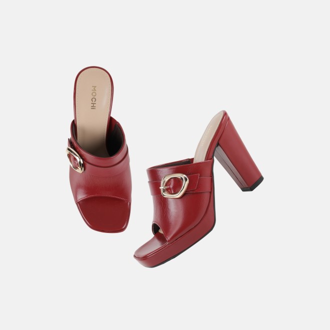 Mochi Women Red Casual Slip Ons (SKU: 40-443-18-37)