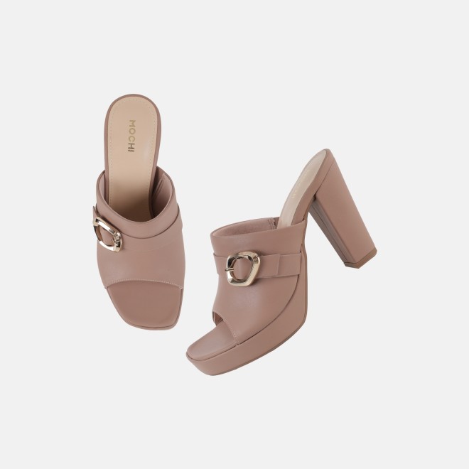 Mochi Women Peach Casual Slip Ons (SKU: 40-443-80-36)