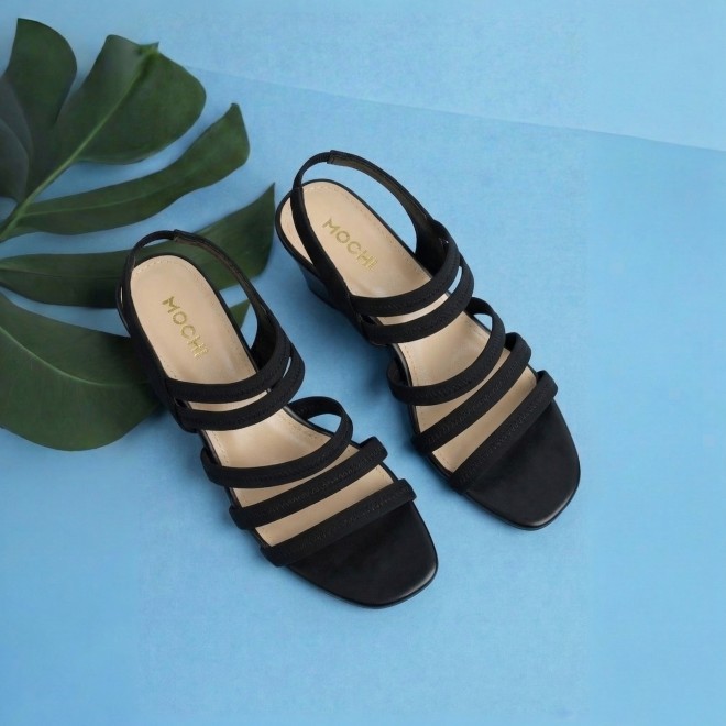 Mochi Women Black Casual Sandals