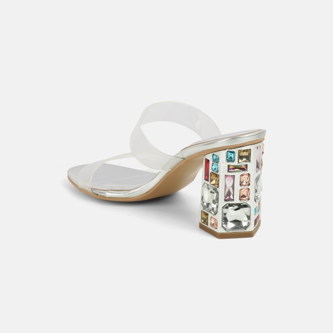Mochi Women Silver Casual Slip Ons (SKU: 40-447-27-36)